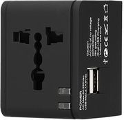 lamtech universal travel adapter with 2 usb ports ac 6a black lam113829 photo