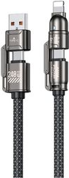charging cable 4 in 1 wk 240w usb type c to i6 type c black 12m wdc 50 photo