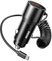 car charger wk 66w pd usb qc30 with type c cable black wp c51 photo