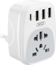 xo wl26 universal antaptoras trofodosias se schuko kai me 4 exodoys 3xusb a 1x usb c photo