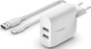belkin wce001vf1mwh boostcharge dual usb type a wall charger 24w usb a to usb c cable photo belkin wce001vf1mwh boostcharge dual usb type a wall charger 24w usb a to usb c cable photo