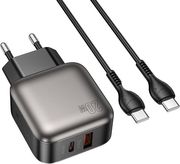 lamtech dual port qc30 charger set pd20w with type c to type c cable 60w 1m grey lam980725 photo