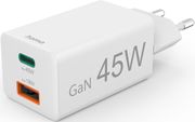 hama fast charger 1x usb c 1x usb a mini charger pd 45 w white photo