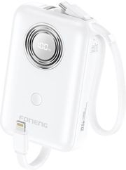 power bank foneng px105 mini 225w 10000mah with 2 built in cables white photo