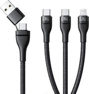 baseus flash series iii 3in1 100w 5a usb a type c to lightning 2 x type cable 15m black photo