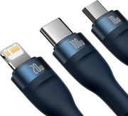 baseus flash series ii 3in1 100w 5a type c to lightning g2 g373 microusb type c cable 15m blue photo