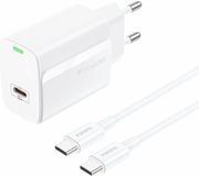 travel fast charger foneng eu65 with output usb c pd 20w 3a usb c to usb c cable 1m white photo