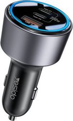 yesido y59 car charger 200w 5a 1 x usb a 2 x usb c black photo