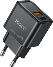 yesido yc64 30w 3a wall charger 1 x usb a 1 x usb c black photo