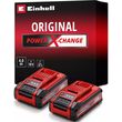 set 2 mpatarion einhell li ion 18v 2x 4ah power x change plus twin pack 4511629 photo